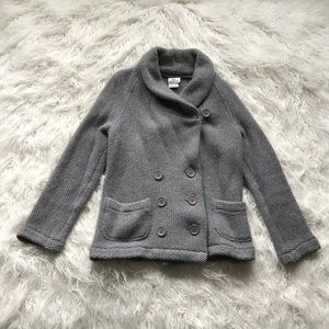 LACOSTE GREY THICK KNIT DOUBLE BREASTED CARDIGAN‎